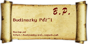 Budinszky Pál névjegykártya