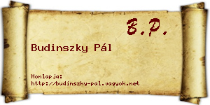 Budinszky Pál névjegykártya